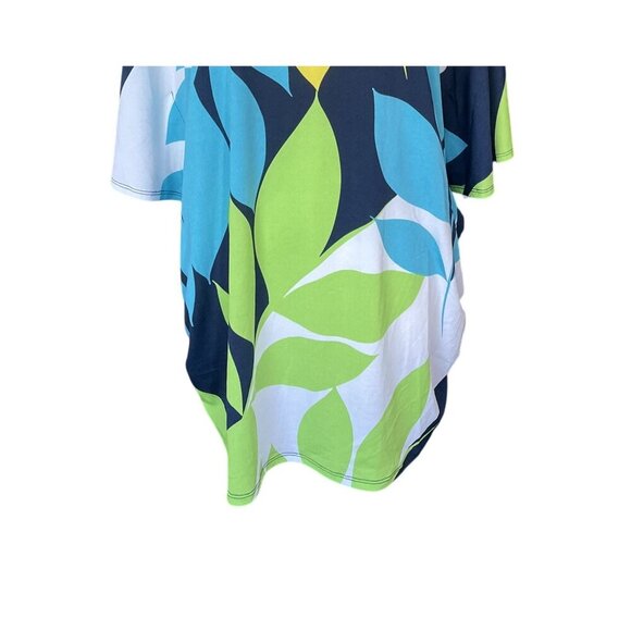 Floral Oversized Top‎ L NWT Long Tunic Hawaiian Tropical Bold Colorful Artsy - Picture 3 of 9